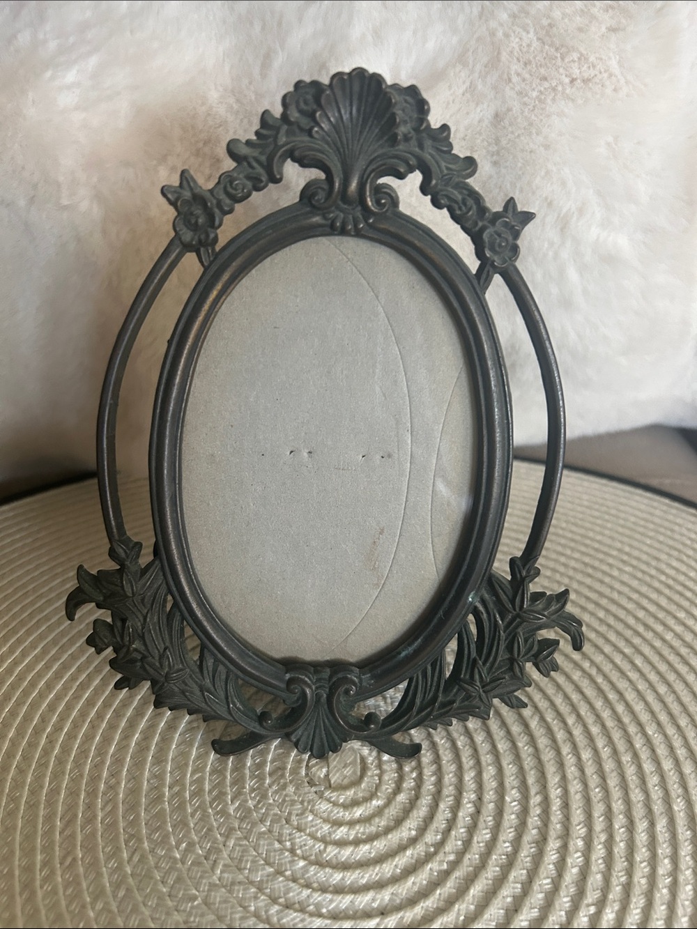 Fetco Ornate Oval Picture Frame in Dark Bronze Tones
